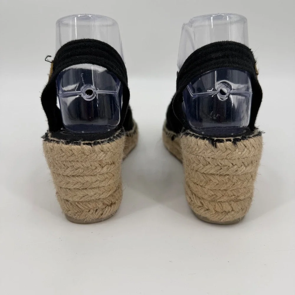 Toni Pons Tarbes Black Canvas Espadrille Wedge Sandals Womens 39 Spain